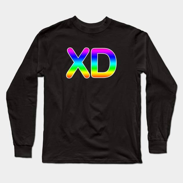 'XD' Design in Rainbow Gradient Long Sleeve T-Shirt by bumblefuzzies